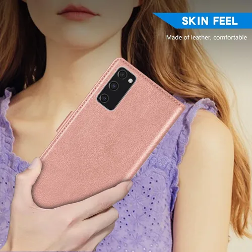 Vista 6 de ZZXX Funda tipo cartera para Samsung Galaxy S20 FE con bloqueo RFID, ranura para tarjetas, función atril, cierre magnético, funda protectora
