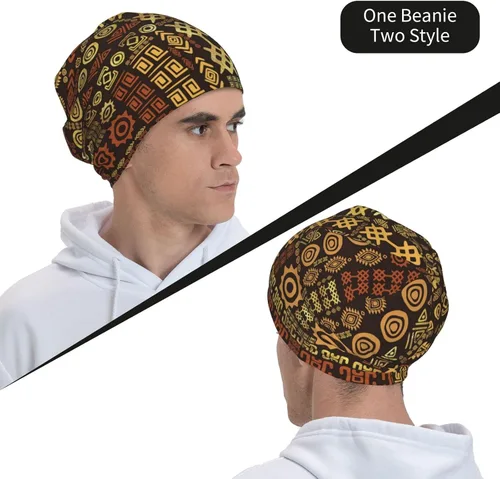 Vista 32 de Gorro africano holgado para adultos, tejido elástico, de calavera, gorro de invierno para exteriores para mujeres y hombres