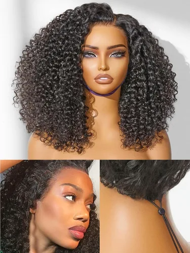 Vista 54 de LUVME HAIR Pelucas de cabello humano rizado sin pegamento de 6 pulgadas, precortadas, indetectable, HD, encaje Bob, peluca corta y rizada con ondas