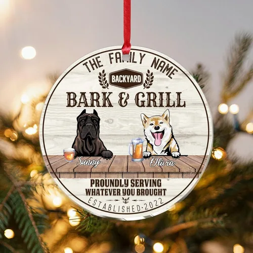 Vista 15 de SILYHEART Presa Canario & Welsh Hound Christmas Acrylic Ornaments Pet Dog Ceramic Christmas Keepsake Family Dog Name Funny Craft Hanging Ornaments