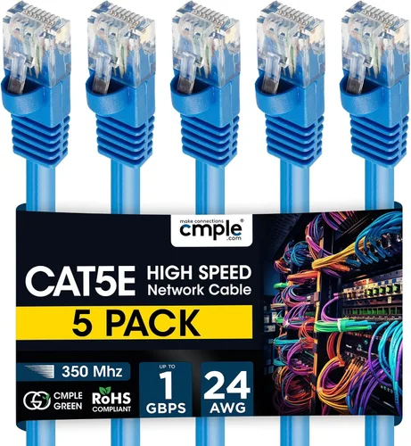 Vista 60 de Cmple - Cable Ethernet Cat5e de 1.5 pies, Cable Patch Ethernet UTP Cat 5e de 350 MHz, Cable LAN de red de 1 Gbps, conectores RJ45, compatible