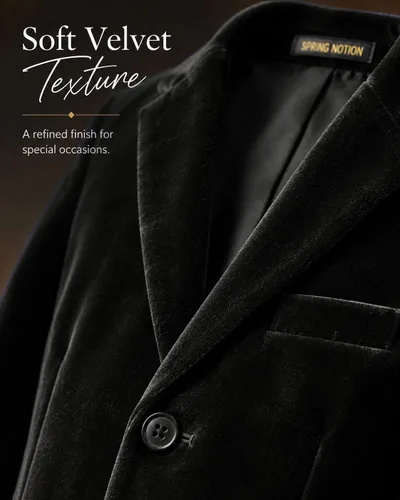 Vista 3 de Spring Notion Blazer de terciopelo para niños grandes Negro
