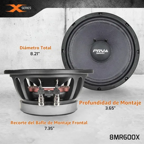 Vista 4 de PRV AUDIO Altavoz de rango medio de 8 pulgadas 8MR600X, 600 vatios, 8 ohmios, bobina de voz de doble capa de 2 pulgadas, altavoz de audio