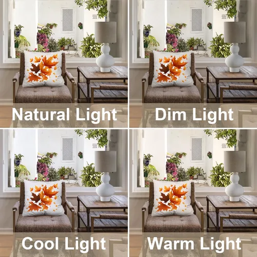Vista 7 de Autumn Maple Leaves Throw Pillow Covers, Fall Orange red Leaves Cushion Cases Digital Blended Hidden Zipperl Decorative Pillow Covers Square 16X16