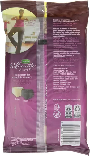 Vista 2 de Depend Silhouette Active Fit - Calzoncillos de absorción moderada de baja altura L/XL - 1 CT (negro o beige), Beige