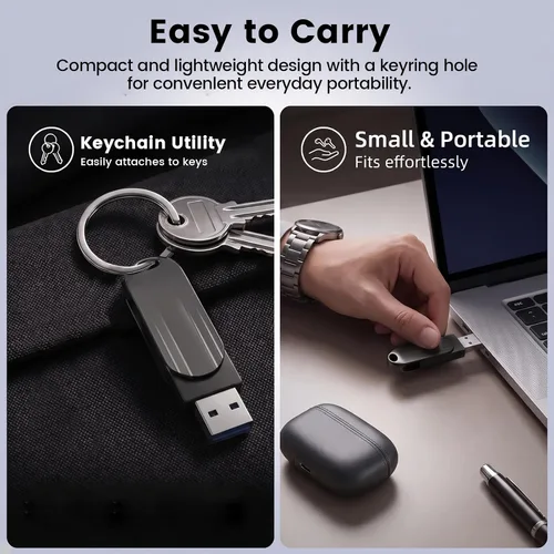 Vista 7 de Unidad flash USB de 512 GB para iPhone, USB-A y Tipo-C Pulgar Negro