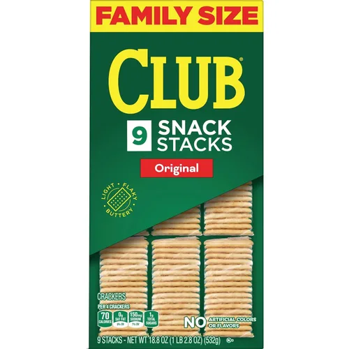 Vista 9 de Club Snack Stacks - Galletas para el almuerzo, tamaño familiar, original, caja de 18.8 onzas (9 pilas)