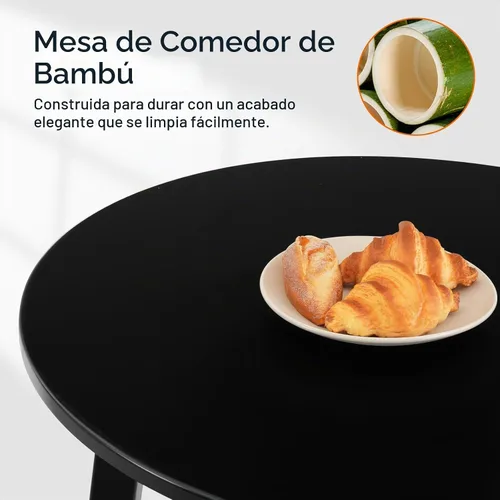 Vista 8 de HOOBRO Mesa de Comedor de Bambú, Mesa de Comedor Redonda para 2, Mesa de Cocina de 27.5" para Espacios Pequeños, Mesa de Escribir, Fácil de Montar