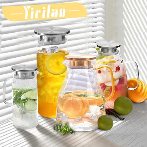 Vista 8 de Jarra de vidrio, jarra de agua de 74.4 oz con tapa