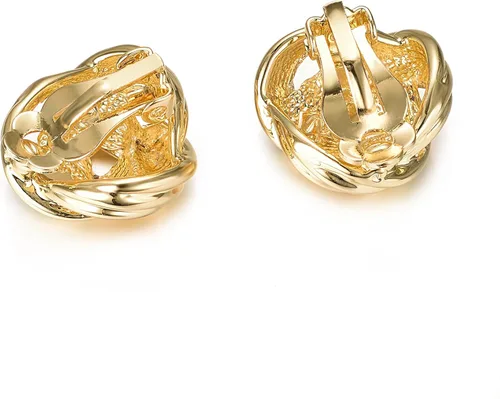 Vista 5 de Yoursfs Aretes con clip de nudo de amor para mujer aretes florales no perforados