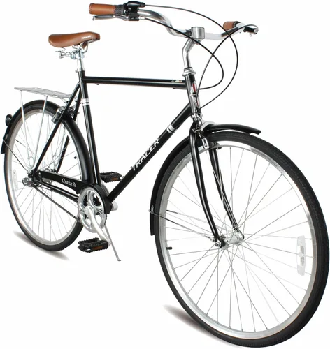 Vista 26 de Tracer Osaka - Bicicletas híbridas, marco de acero, Shimano Nexus Inter 3/7 velocidades, agarre marrón asiento marrón, bicicleta de carretera