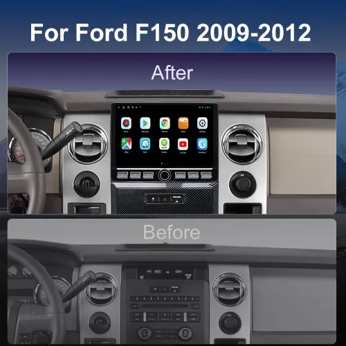 Vista 3 de QLED Radio para Ford F150 2009 2010 2011 2012, 2013 2014 STX XL actualización, estilo de fibra de carbono, reemplazo estéreo de pantalla táctil de 8