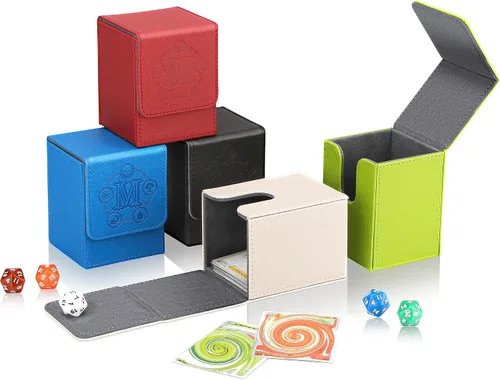 Vista 7 de Caja de cubierta TCGUARD para almacenamiento de cartas MTG, con capacidad para 100 o más cartas con funda individual, forro de microfibra y caja