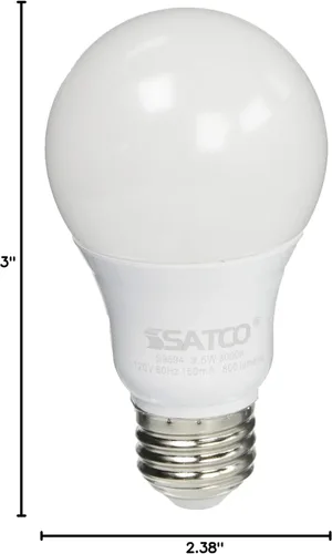 Vista 2 de Satco Bombilla LED S9594 9.5W A19, 3000 K, blanco esmerilado