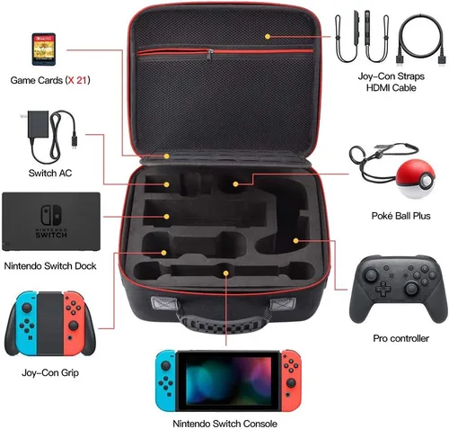 Vista 2 de Retear Funda para interruptor compatible con Nintendo Switch y Switch OLED, funda de transporte rígida portátil para consola de interruptores