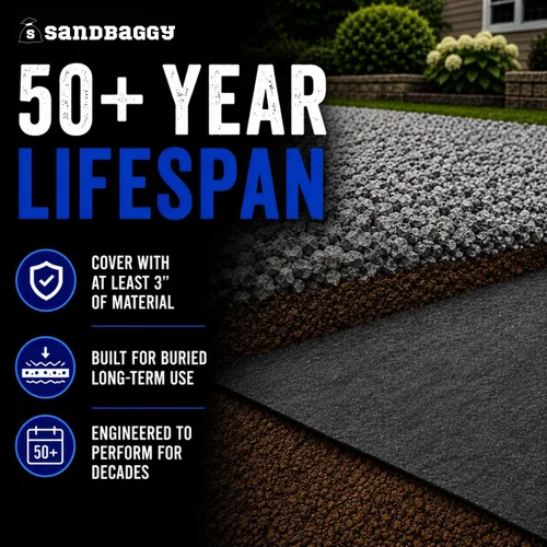 Vista 9 de Sandbaggy Tela geotextil no tejida de 8 onzas para paisaje, fabricada en Estados Unidos, tela de grado industrial con protección UV de 50 años