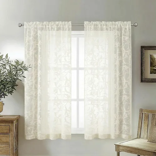 Vista 29 de OVZME Anji Clip Voile Sheer Tiers RD 2X30X36 Negro