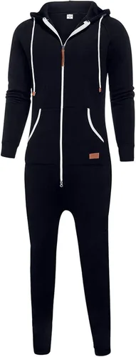Vista 4 de WUAI - Buzo con capucha para hombre con cremallera y pijamas de una pieza