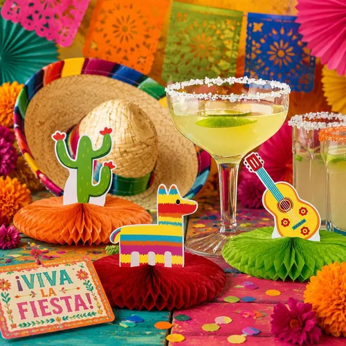 Vista 4 de WILLBOND 9 piezas de mesa de fiesta mexicana para decoración de centro