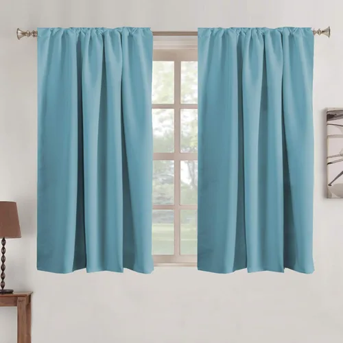 Vista 2 de Turquoize Cortinas Opacas con Aislamiento Térmico Paneles de Tratamiento de Ventanas con Bolsillo para Barra Paneles de Ventana para Ventanas