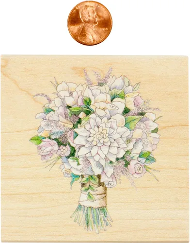 Vista 5 de Inkadinkado Sello de goma montado en ramo de novia para hacer tarjetas de boda y álbumes de recortes, 3 x 3 x 1 pulgadas