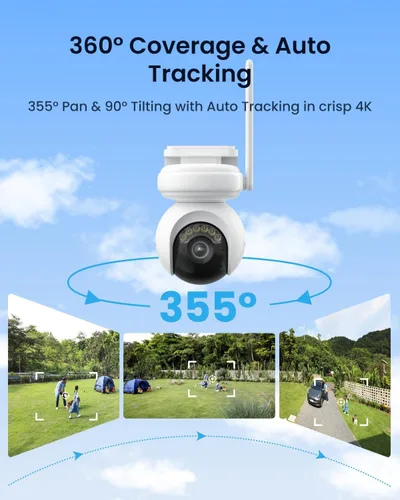 Vista 3 de REOLINK Altas PT Ultra - Cámaras de seguridad solares inalámbricas 4K para exteriores, 500 días de duración de la batería, visión nocturna ColorX