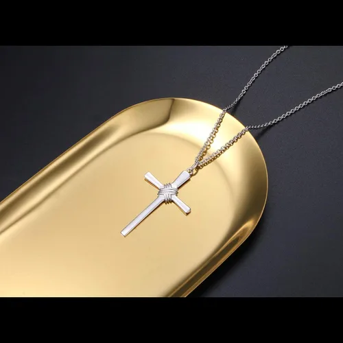 Vista 5 de Easter Gifts Women Mens Cross Necklace 925 Sterling Silver Unisex Crufix Necklaces for Boys Girls with Strong 24 Inches Long Chain Jewelry