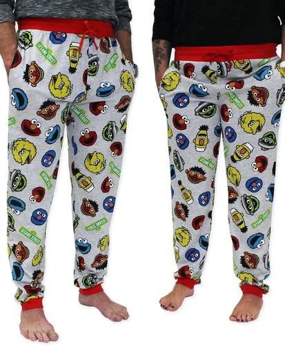 Vista 7 de Sesame Street Pantalón de pijama de personajes Elmo Cookie Monster Jogger