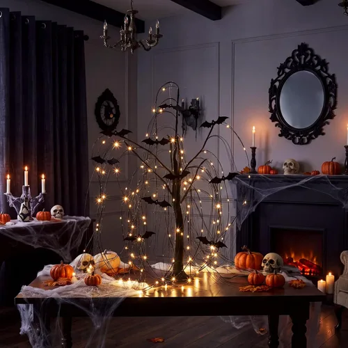 Vista 6 de Leitee 27 pulgadas LED de Halloween sauce negro murciélago árbol decoración