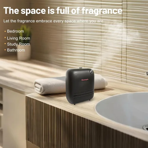 Vista 5 de Difusor de aceite esencial sin agua para ambientador alimentado por batería, capacidad de 5.1 fl oz, difusor inteligente de aroma para habitaciones