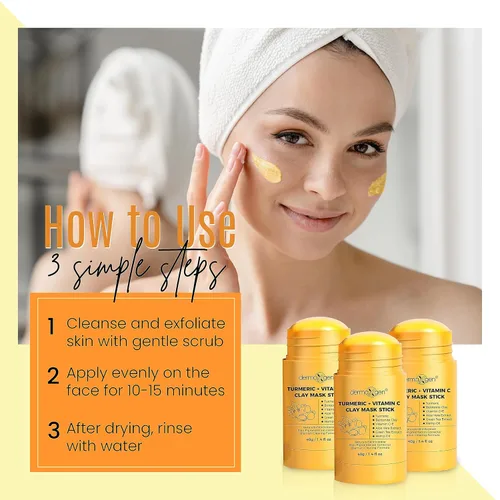 Vista 7 de Mascarilla facial de cúrcuma, tratamiento orgánico puro para el acné + aumenta la circulación + antienvejecimiento para el cuidado de la piel opaca
