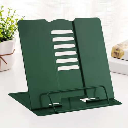 Vista 17 de MSDADA - Soporte de libros de escritorio, soporte de libros de lectura, de metal, ajustable, para libros de cocina, documentos, portátil