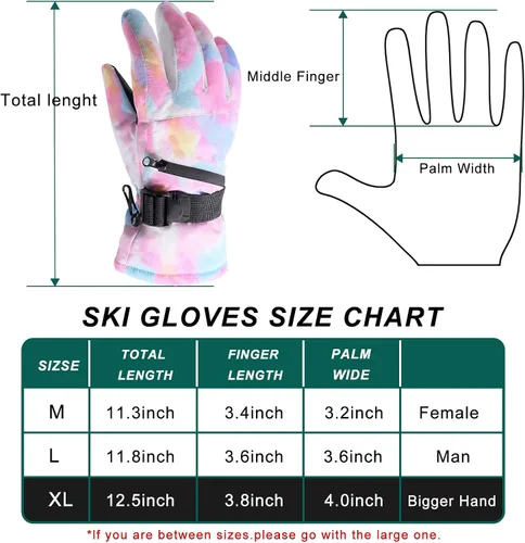 Vista 5 de Avicill Guantes de esquí para nieve, guantes de nieve para hombre, guantes de nieve impermeables para mujer, guantes de snowboard para exteriores
