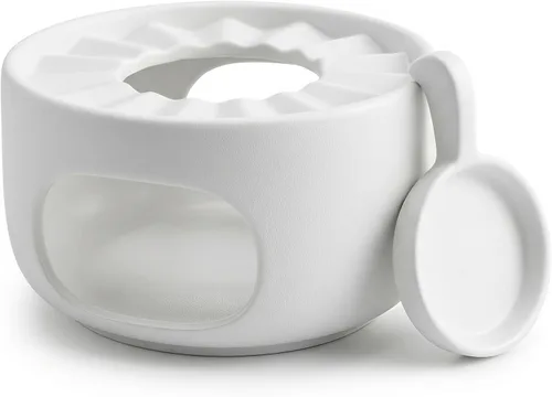 Vista 10 de Calentador de tetera de cerámica mate con cuchara de vela extraíble, base de calentador de té de bajo perfil para teteras de vidrio o cerámica Negro