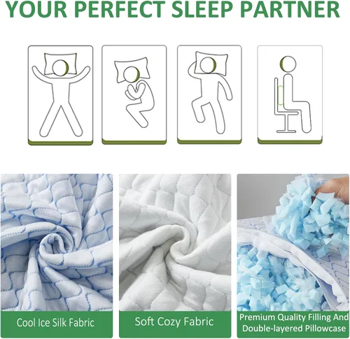 Vista 4 de Almohada de viaje – Paquete de 2 almohadas pequeñas comprimibles para acampar para dormir, almohada de espuma viscoelástica triturada con bolsa