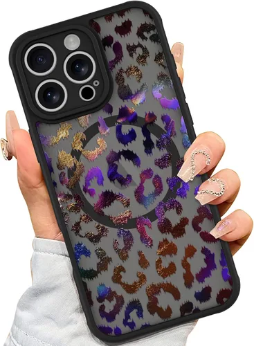 Vista 11 de AIGOMARA - Carcasa magnética para iPhone 11, diseño de leopardo negro