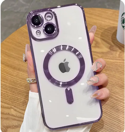 Vista 45 de Funda magnética para iPhone 12 Pro Max transparente compatible con MagSafe Funda protectora de lente de cámara integrada para iPhone 12 Pro Max