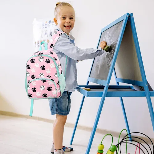 Vista 9 de LOIDOU Mochila para niños y niñas de 15 pulgadas para niños y niñas, preescolar, bolsa de libros para guardería, viajes, Rosado, Bonito y duradero