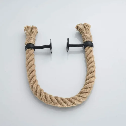 Vista 4 de YJ YANJUN Toallero náutico negro accesorios náuticos para baño, decoración de baño náutico, toalleros de cuerda para baño montado en la pared