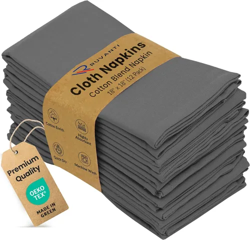 Vista 47 de Ruvanti - Juego de 4 servilletas de tela de 45x45 centímetros, lavables, suaves, duraderas, absorbentes, mezcla de algodón. Servilletas de mesa