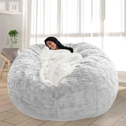 Vista 57 de Puf para adultos y niños sin relleno, sofá perezoso suave y redondo, funda de sofá de puf clásico, saco de amor para dormitorio, silla de lectura