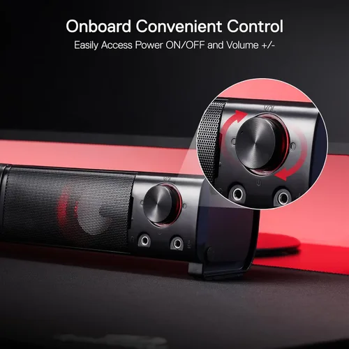 Vista 4 de Redragon GS550 Altavoces para PC de Gaming, Barra de Sonido de Escritorio de 2.0 Canales con Tamaño Compacto y Maniobrable, Jack para Auriculares