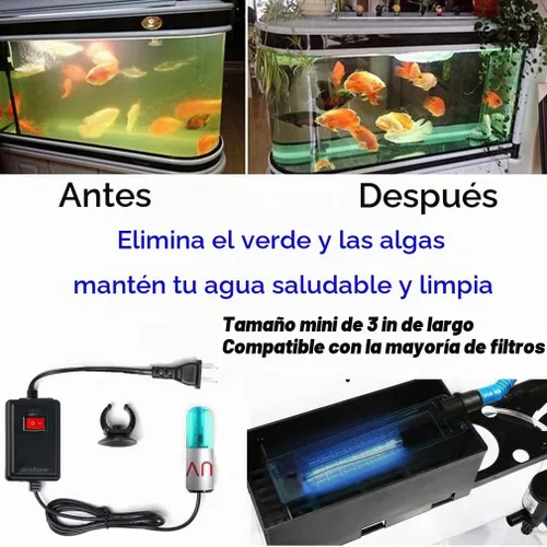 Vista 5 de Luz de Limpieza de Acuario JackSuper de 3W para Tanque de Peces, Luz Verde para Limpieza de Algas, Agua Limpia, Lámpara para Tanque de Filtro