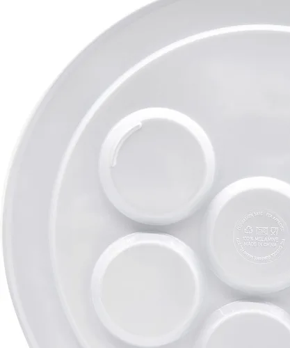 Vista 4 de The Dreidel Company Plato Seder de melamina de Pascua infantil con diseño de 10 plagas, Kaarah tradicional para pesaj de 9 pulgadas (paquete de 3)