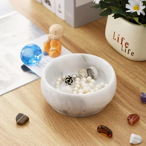 Vista 4 de Plato de joyería de mármol - Soporte para anillos