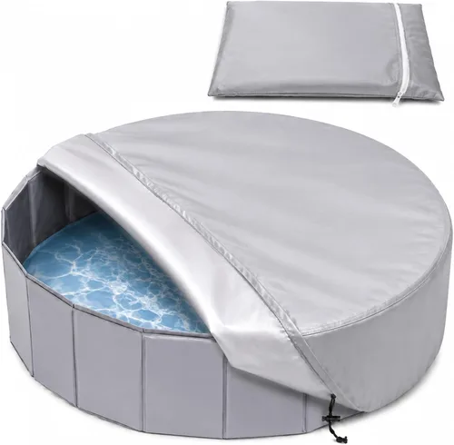 Vista 9 de Rypet Cubierta plegable redonda para piscina de mascotas de 71 pulgadas, fundas de piscina para niños, a prueba de fugas, lavables, accesorios
