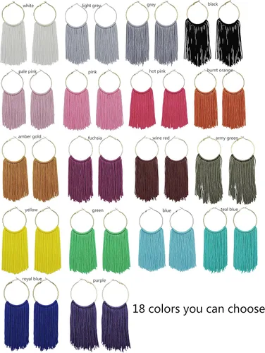 Vista 2 de Coiris Aretes colgantes con borlas para mujer