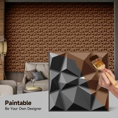 Vista 4 de INMOZATA Paneles de pared 3D para decoración de pared interior, paquete de 33 paneles decorativos de pared de 12 x 12 pulgadas con diamantes, panel