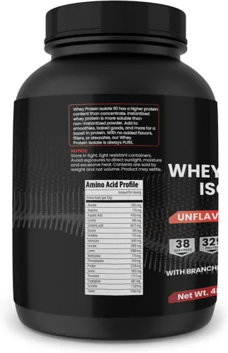 Vista 3 de PURE ORIGINAL INGREDIENTS Aislado de proteína de suero de leche, 3 libras, instantáneo, sin sabor
