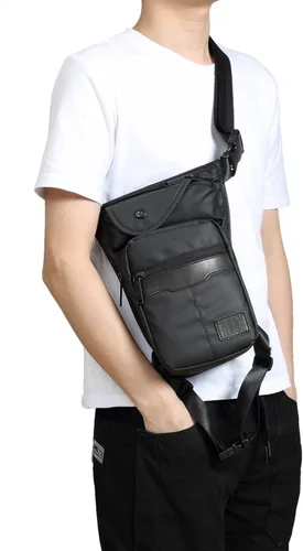 Vista 4 de Anjoy Impermeable lona táctica gota pierna bolsa al aire libre cintura paquete para hombres mujeres moto ciclismo multi-bolsillo cintura Fanny bolsa